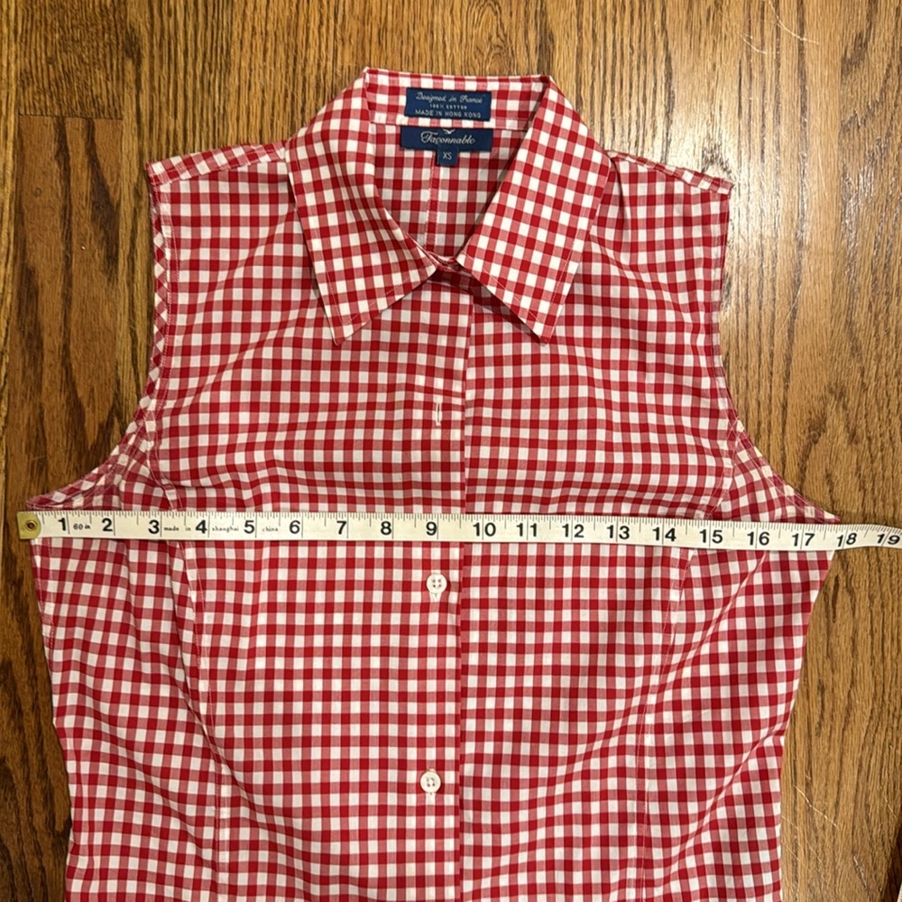 Façonnable Women’s Sleeveless Red and White Check Shirt Blouse size XS - Picture 7 of 9